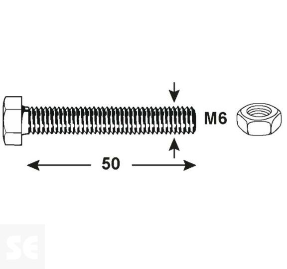 Tornillo Cabeza Hexagonal M6x50mm. Din 933 (4 piezas)