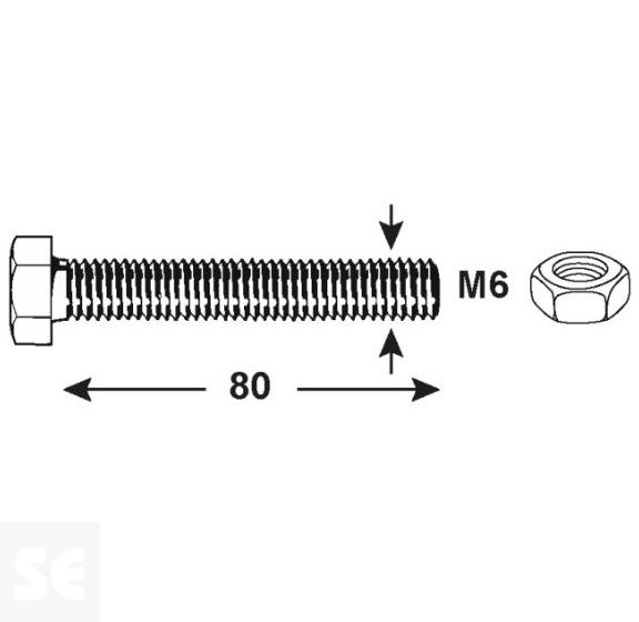 Tornillo Cabeza Hexagonal M6x80mm. Din 933 (20 piezas)