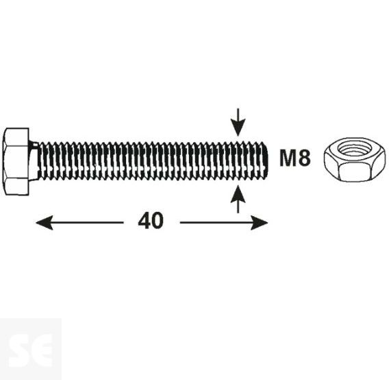 Tornillo Cabeza Hexagonal M8x40mm. Din 933 (4 piezas)
