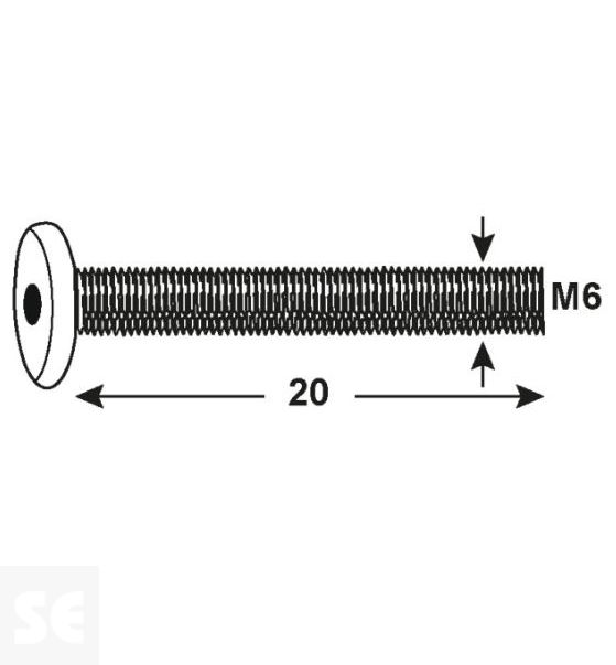 Tornillo Cabeza Plana M6x20mm Vz (90 piezas)