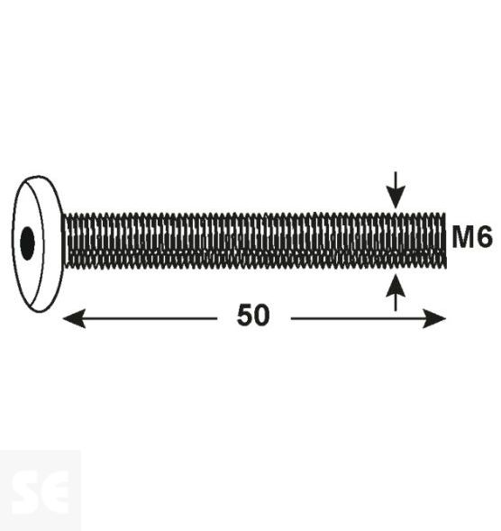 Tornillo Cabeza Plana M6x50mm Vz (50 piezas)