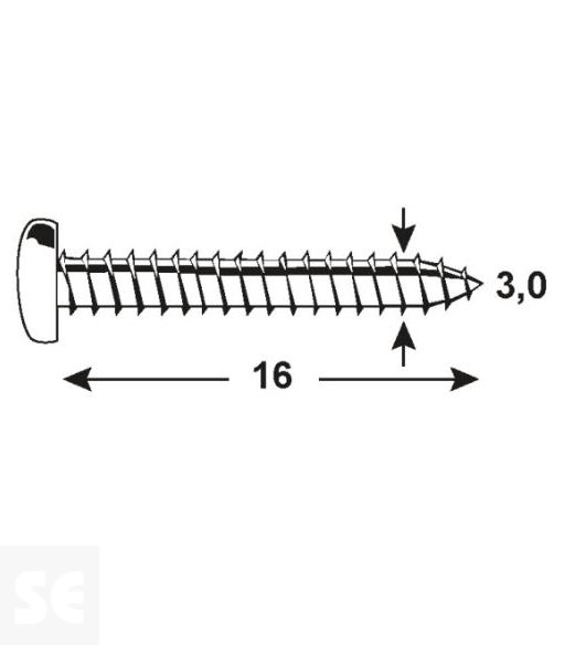 Tornillo Cabeza Redonda Pz 3,0x16mm (150u.)