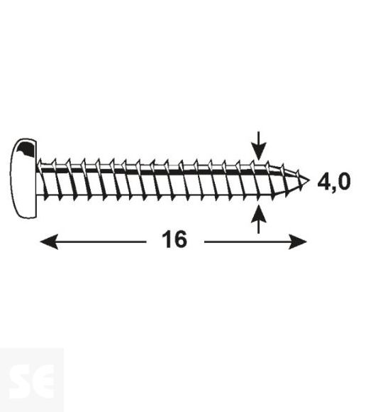 Tornillo Cabeza Redondo Pz 4,0x16mm (150u.)