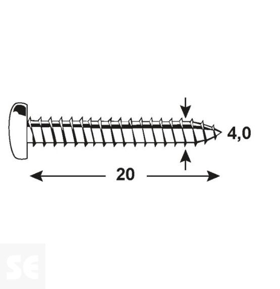 Tornillo Cabeza Redondo Pz 4,0x20mm (120u.)
