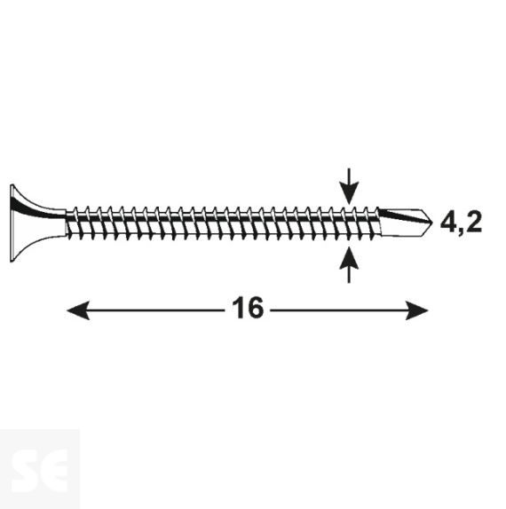 Tornillo Perforante Cabeza Avellanada.Din 7504p Ph 15482 4,2x16mm. (40u.)
