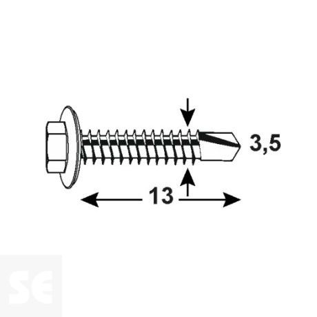 Tornillo Autoperforante Cabeza Hexagonal Vz 15480 3,5x13mm. (30u.)