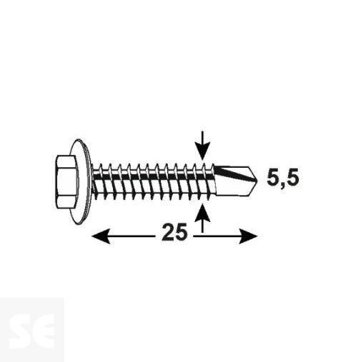Tornillo Autoperforante Cabeza Hexagonal Vz 15480 5,5x25mm. (10u.)