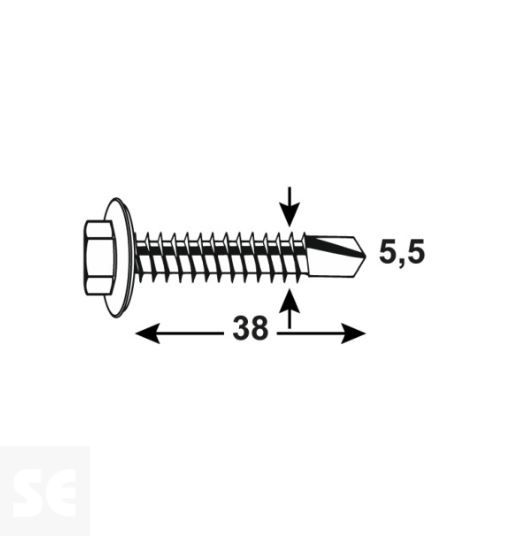 Tornillo Auto-Perforante Sellador 5,5x38mm. Din 15480 (100 uds)