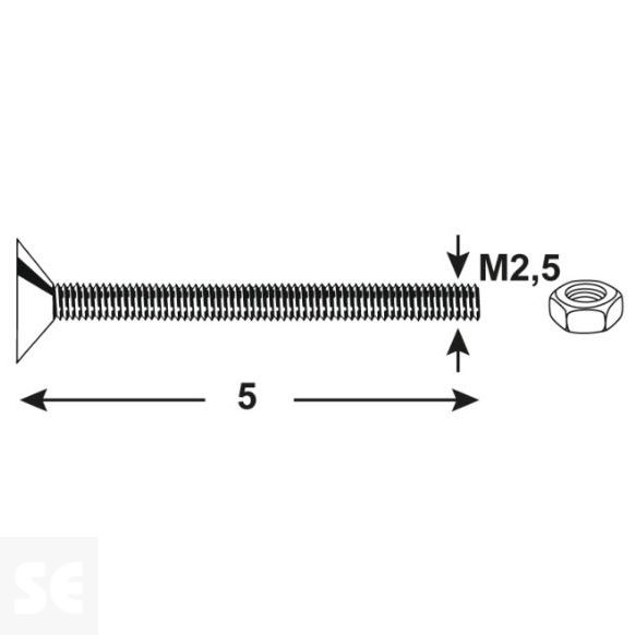 Tornillo Cabeza Cónica M2,5x5mm. Din 7046 (20 piezas)