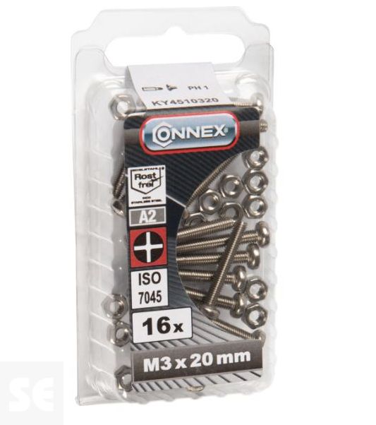 Tornillo Cabeza cónica M3x20mm. A2 Ph 7045 (16 piezas)