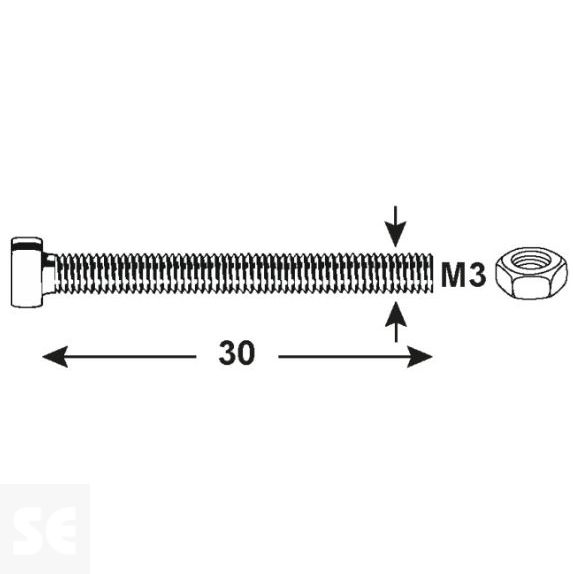 Tornillo Cabeza Cónica M3x30mm. A2 Ph 7045 (12 piezas)
