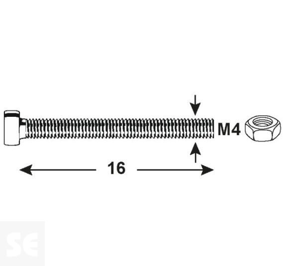 Tornillo Cabeza Cónica M4x16mm. A2 Ph 7045 (20 piezas)
