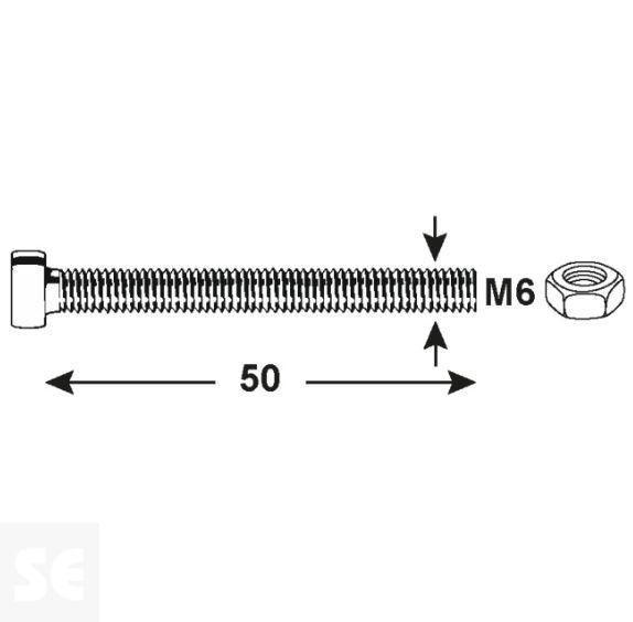 Tornillo Cabeza Cónica M6x50 A2 Ph 7045 (4 piezas)