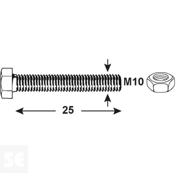 Tornillo Cabeza Hexagonal M10x25mm. Din 933 (15 piezas)