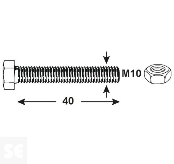 Tornillo Cabeza Hexagonal M10x40mm. Din 933 (4 piezas)