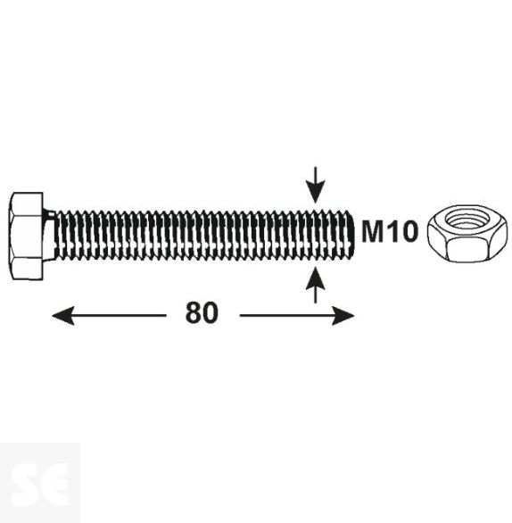 Tornillo Cabeza Hexagonal M10x80mm. Din 933 (6 piezas)