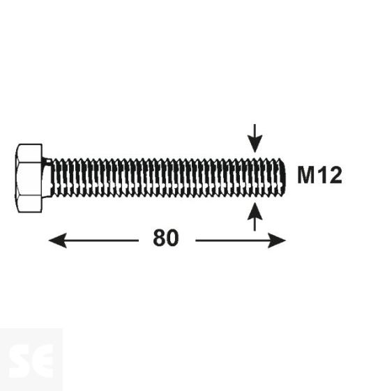 Tornillo Cabeza Hexagonal M12x80mm. Din 933 (1000u.)