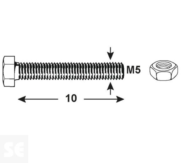 Tornillo Cabeza Hexagonal M5x10mm. Din 933 (10 piezas)