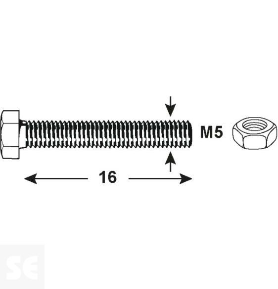 Tornillo Cabeza Hexagonal M5x16mm. Din 933 (200 piezas)