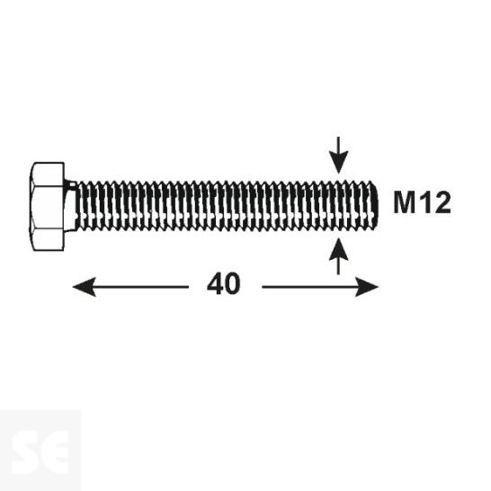 Tornillo Cabeza Hexagonal M12x40mm. Din 933 (1000u.)