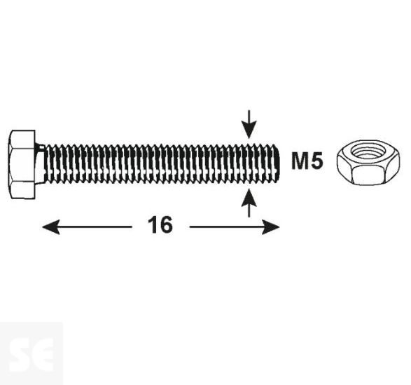 Tornillo Cabeza Hexagonal M5x16mm. Din 933 (30 piezas)