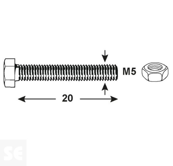 Tornillo Cabeza Hexagonal M5x20mm. Din 933 (200 piezas)