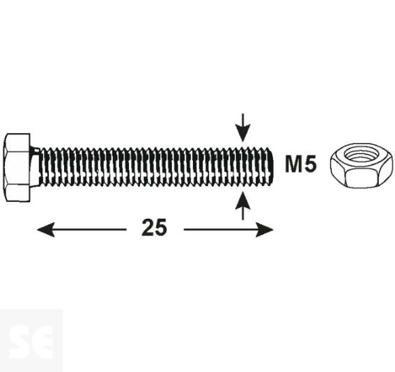 Tornillo Cabeza Hexagonal M5x25mm. Din 933 (40 piezas)