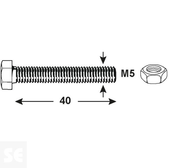 Tornillo Cabeza Hexagonal M5x40mm. Din 933 (150 piezas)