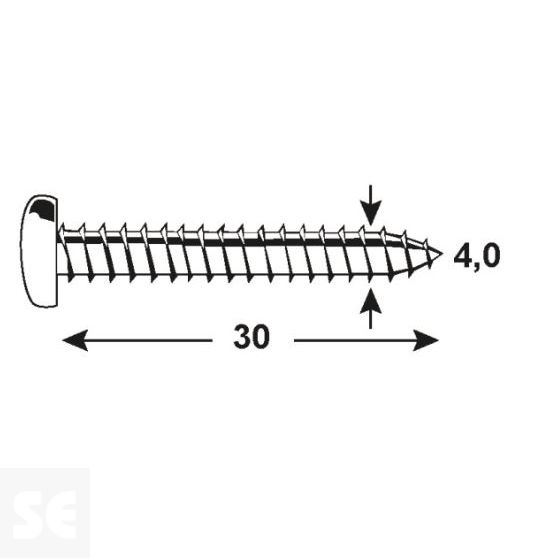Tornillo Cabeza Redonda Pz 4,0x30mm (70u.)