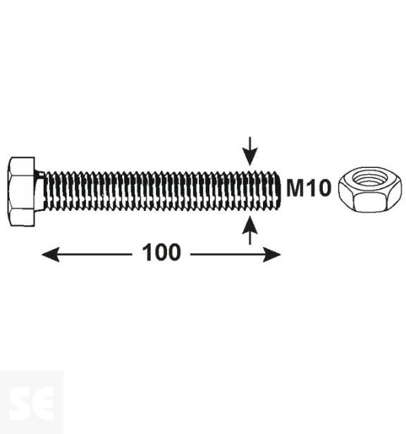Tornillo Cabeza Hexagonal M10x100mm. A2 Din 931 (6 piezas)