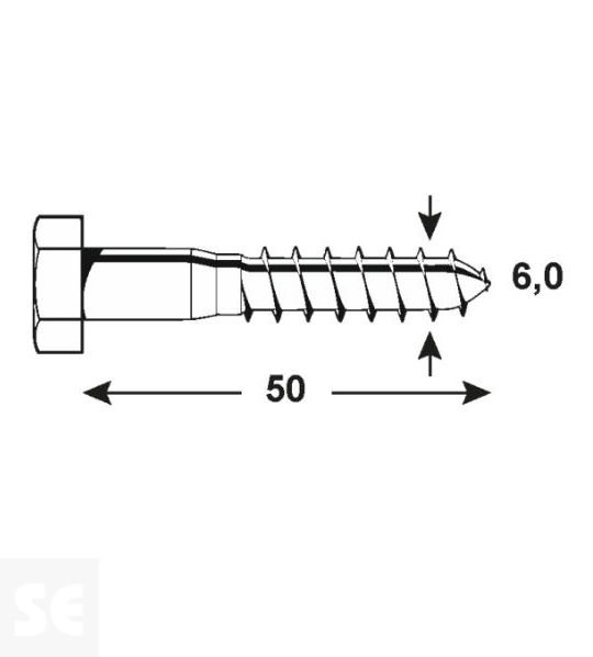 Tornillo Madera 6,0x50mm Din 571 (6u.)