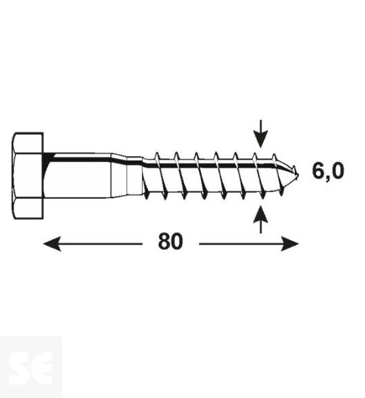 Tornillo Madera 6,0x80mm Din 571 (10 uds)