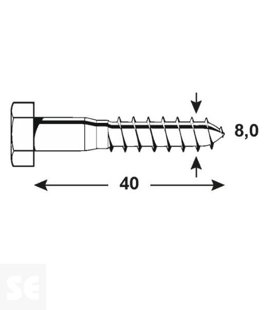 Tornillo Madera 8,0x40mm A2 Din 571 (4 uds)