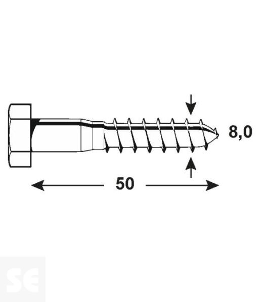 Tornillo Madera 8,0x50mm A2 Din 571 (4 uds)