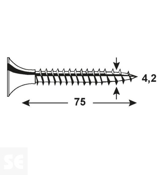 Tornillo Multiuso Negro Ph 4,2x75mm (60u.)