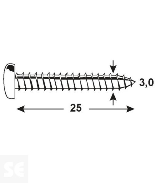 Tornillo Zn Cabeza Redonda Pz 3,0x25mm (30u.)