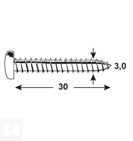 Tornillo Zn Cabeza Redonda Pz 3,0x30mm (30u.)
