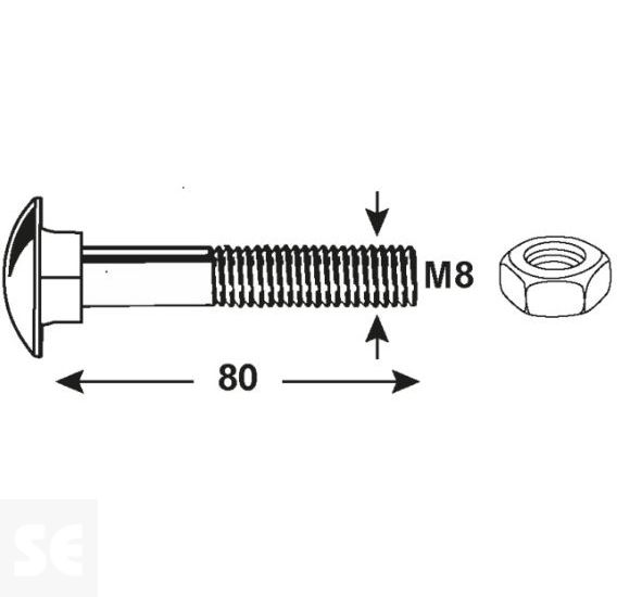 Tornillo Cabeza Hexagonal M8x80 A2 Din 603 (6 piezas)