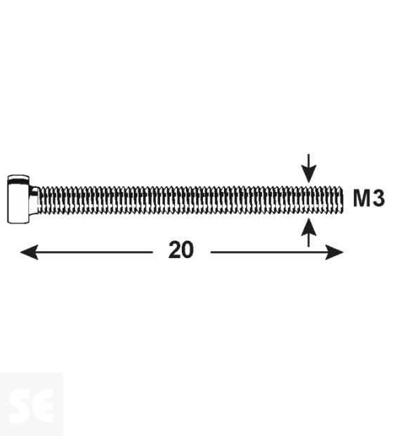 Tornillo Cabeza Cilíndrica Plástico M3x20mm. (20u.)