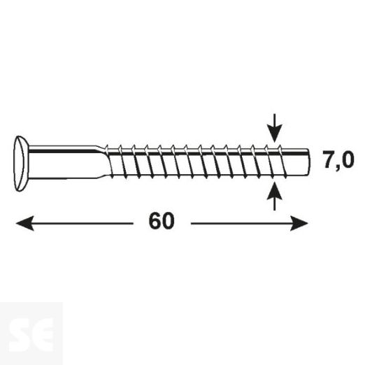 Tornillo Conexión 7,0x60mm Zn Allen (100 Pzas.)
