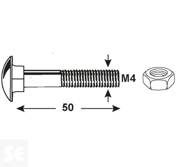 Tornillo Carro Vz 603 M4x50mm. (8 piezas)