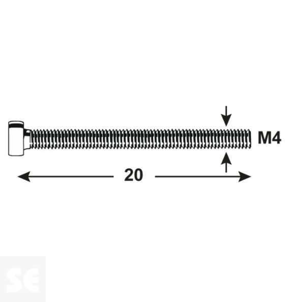 Tornillo Roscado Cabeza Cilindro Plástico M4x20mm. (20u.)