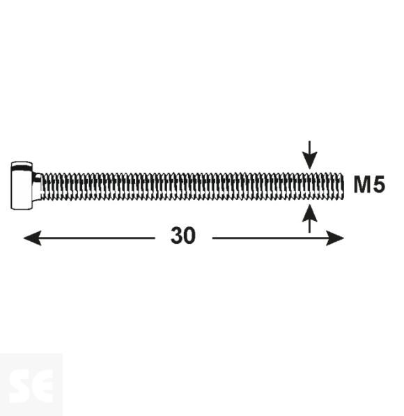 Tornillo Roscado Cabeza Cilindro Plástico M5x30mm. (12u.)