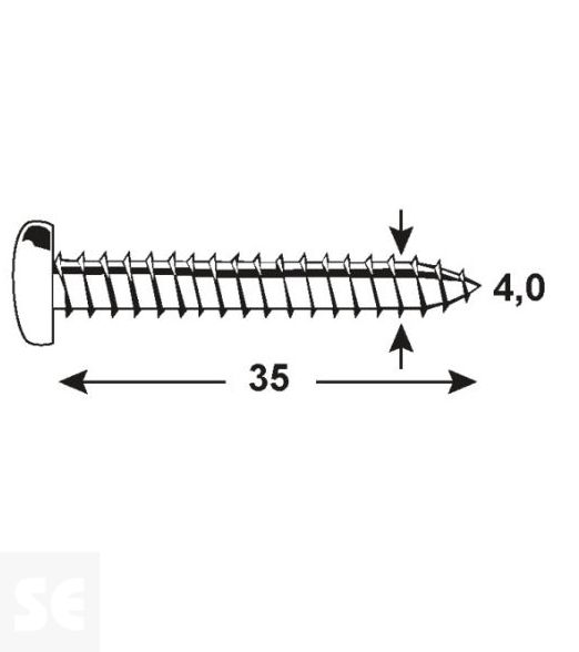 Tornillo Cabeza Redonda Pz 4,0x35mm (125u.)