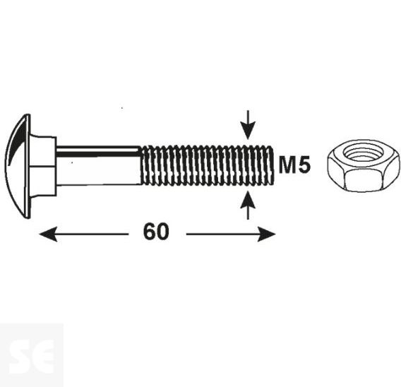Tornillo Carrocero M5x60mm. Din 603 (8 piezas)