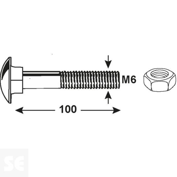 Tornillo Carrocero M6x100mm. Din 603 (10 piezas)