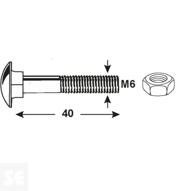 Tornillo Carrocero M6x40mm. Din 603 (25 piezas)