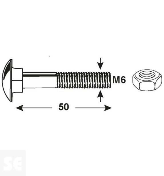 Tornillo Carrocero M6x50mm. Din 603 (20 piezas)