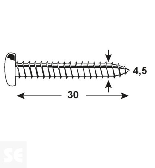 Tornillo Cabeza Redonda Pz 4,5x30mm (125u.)