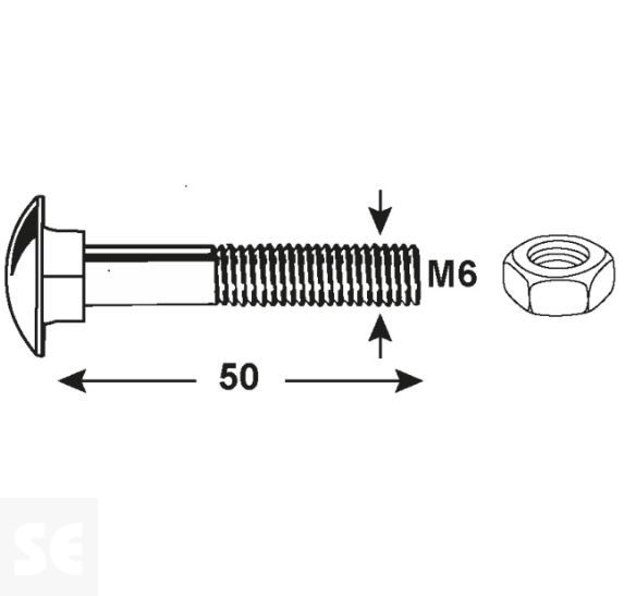 Tornillo Carrocero M6x50mm. Din 603 (7 piezas)